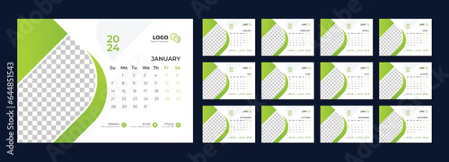 Desk Calendar 2024. Template for annual calendar 2024. Desk calendar calendar in a minimalist style.