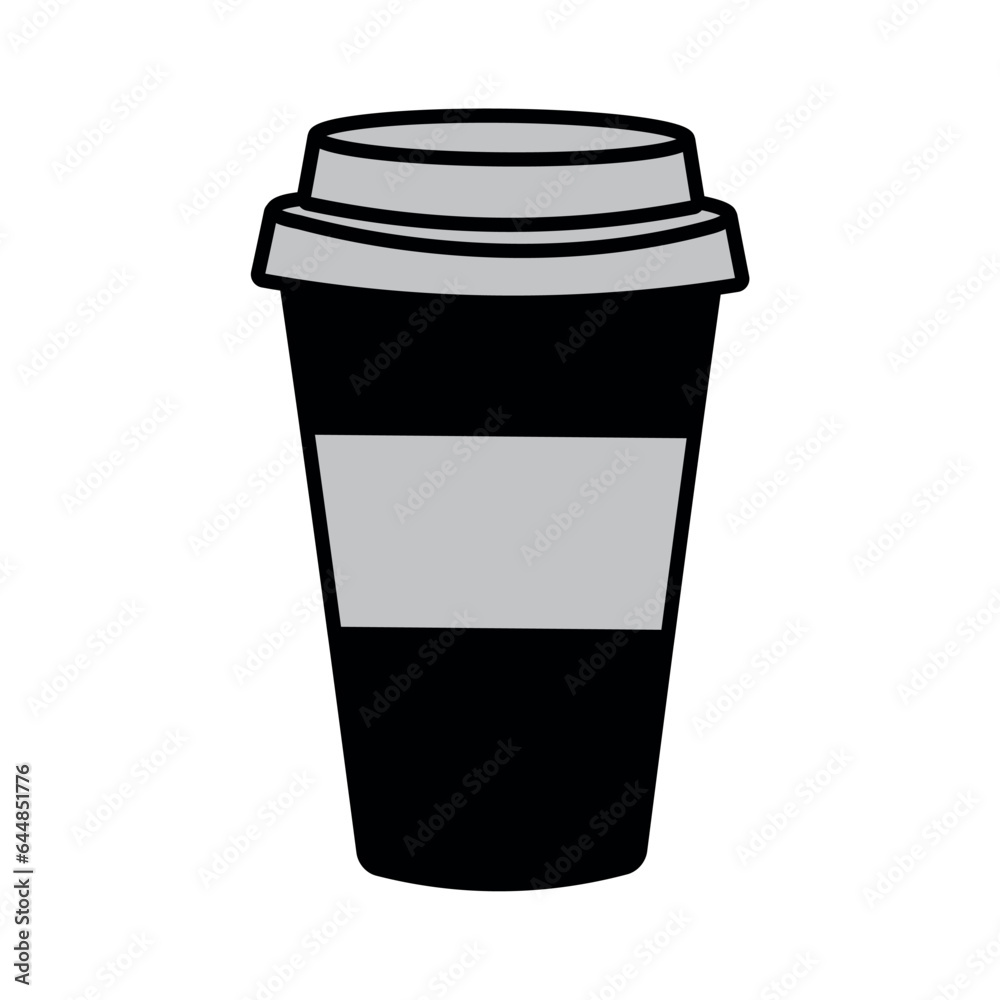 Vector graphic illustration of a black and white coffee cup. Vector graphic illustration of a black and white coffee cup.