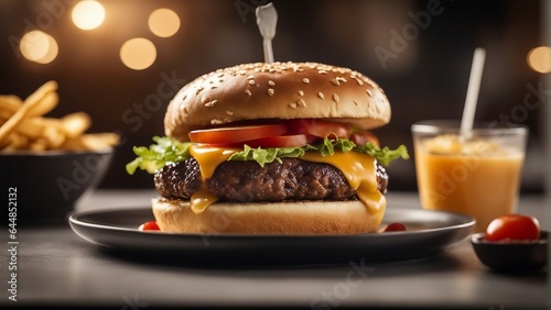 photography of a cheeseburger on a plate #21, food photography, ai generated