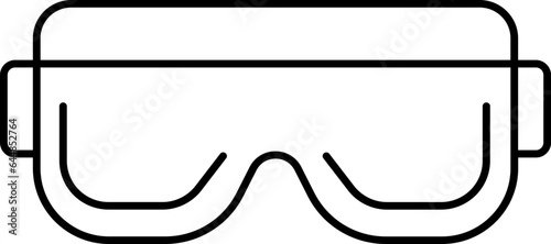 Isolated Safety Goggle Icon In Black Outline.