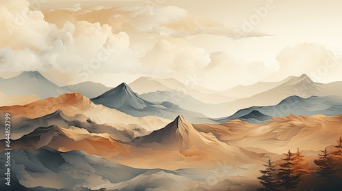 Beautiful mountains landscape. Nature background. Vector illustration for backdrops  banners  prints  posters  murals and wallpaper design.