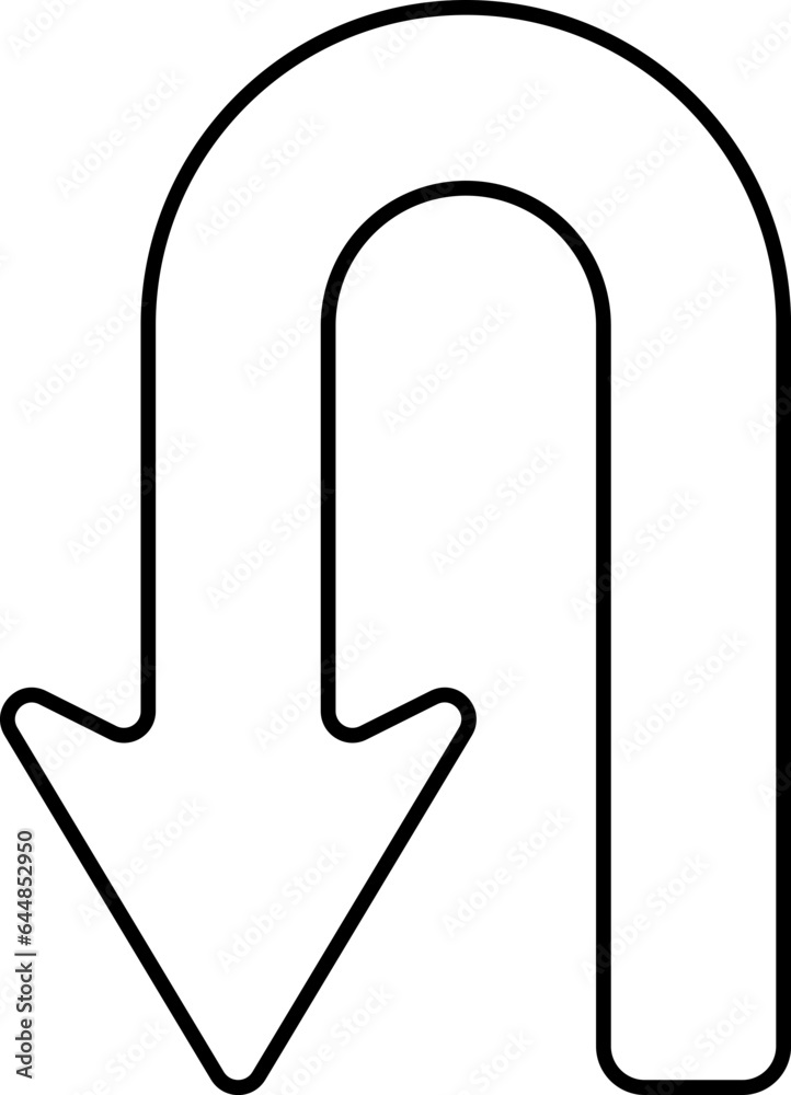 N Letter Arrow Down Icon In Black Outline. N Letter Arrow Down Icon In Black Outline.