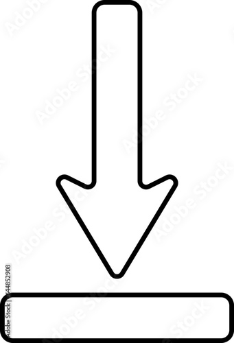 Black Line Art Bottom Line With Arrow Icon.