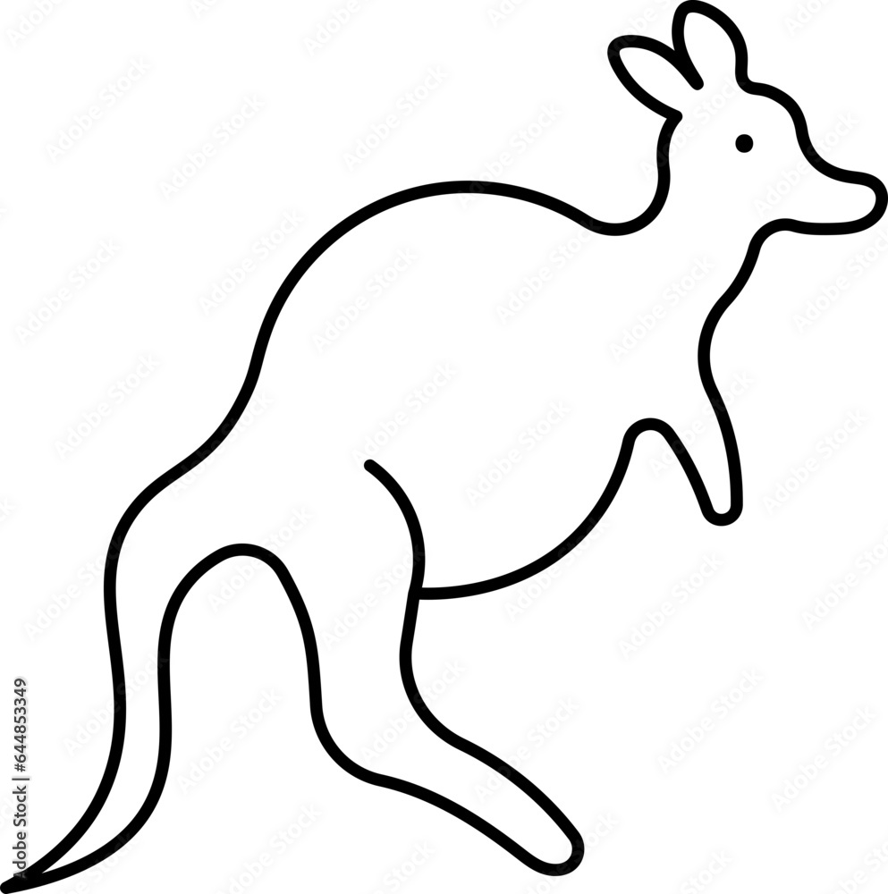 Black Line Art Illustration Of Kangaroo Character Icon. Black Line Art Illustration Of Kangaroo Character Icon.
