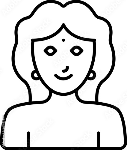 Black Outline Illustration Of Maiden Icon.