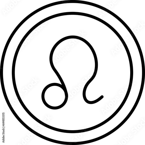 Linear Style Leo Zodiac Symbol On Round Icon.