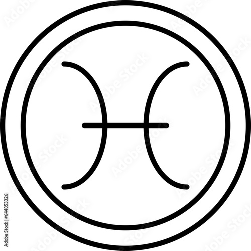 Linear Style Pisces Zodiac Symbol Round Icon.