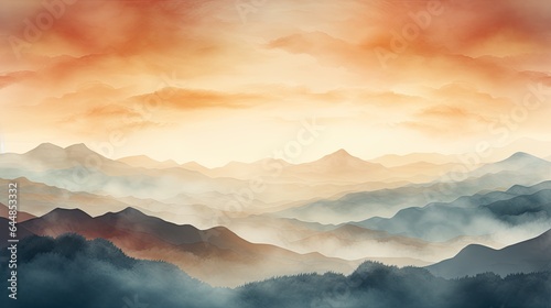 Beautiful mountains landscape. Nature background. Vector illustration for backdrops, banners, prints, posters, murals and wallpaper design.