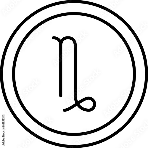 Line Art Illustration Of Capricorn Symbol Round Icon.