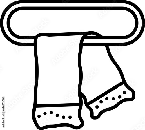 Scarf Hanger Icon In Black Outline.