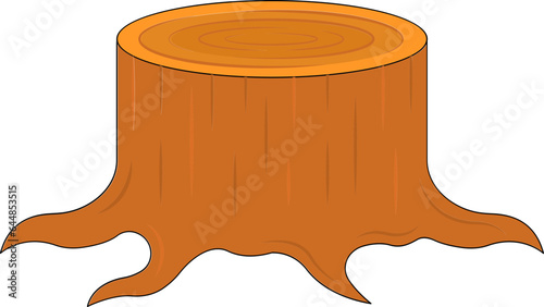 Orange Tree Stump Icon In Flat Style.