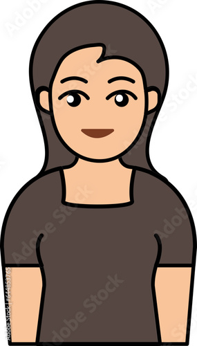 Black Suit Wearing Young Indian Girl Cartoon Icon.