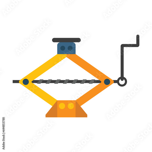 Lifting mechanical jack vector. Tool for lifting machine and heavy objects. Multicolored flat vector icon representing construction tools concept isolated on white background