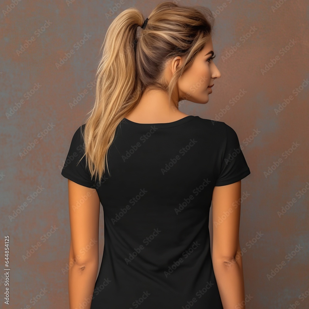 Illustration of a fashion portrait with plain t-shirt mockup, AI Generated Illustration of a fashion portrait with plain t-shirt mockup, AI Generated