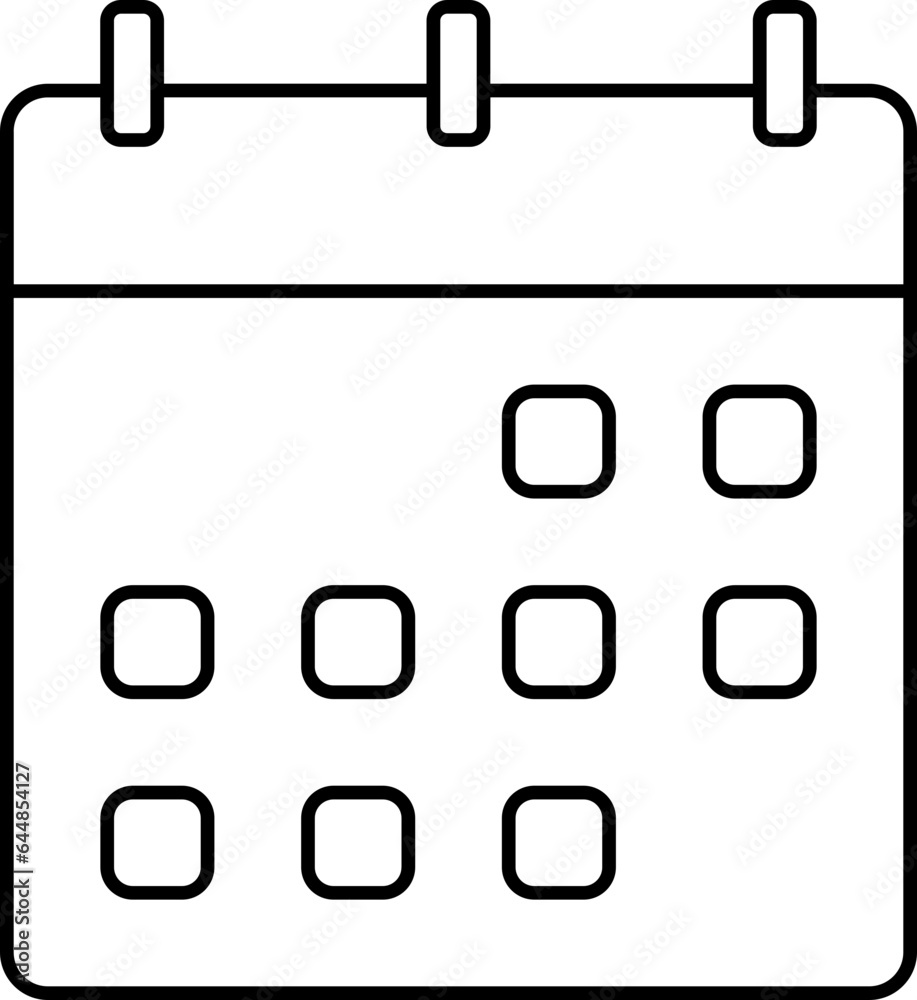 Black Linear Style Calendar Icon Or Symbol. Black Linear Style Calendar Icon Or Symbol.