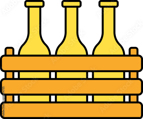 Flat Style Drink Crate Icon In Yellow And Orange Color.