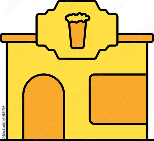 Beer Shop Icon Or Symbol In Yellow And Orange Color. photo