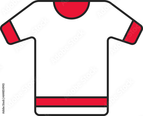 Flat Illustration Of Red And White T-shirt Icon.