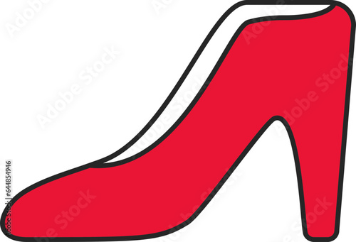 Isolated Red Pencil Heel Icon In Flat Style.