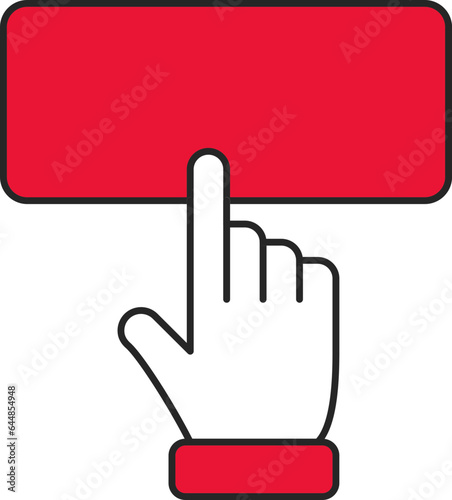 Finger Touch Screen Icon Or Symbol In Red And White Color.