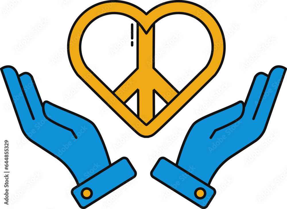Flat Style Peace Protection Blue And Orange Icon. Flat Style Peace Protection Blue And Orange Icon.