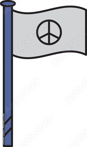 Waving Peace Flag Icon In Blue And Grey Color.