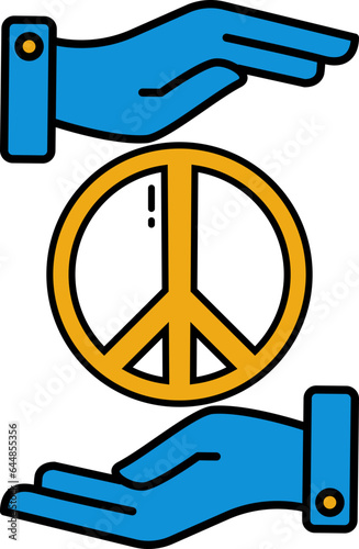 Peace Protection Symbol Or Icon In Blue And Orange Color.