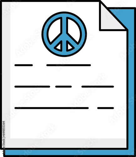 Illustration of Peace Paper Icon In White And Blue Icon.Illustration of Peace Paper Icon In White And Blue Icon.