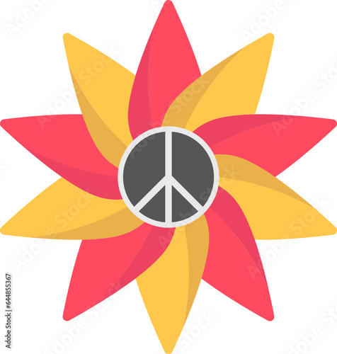 Peace Flower Icon In Red and Yellow Colour.