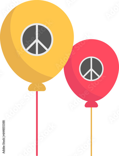 Fly Peace Symbol Balloon Flat Icon Red And Orange Color.