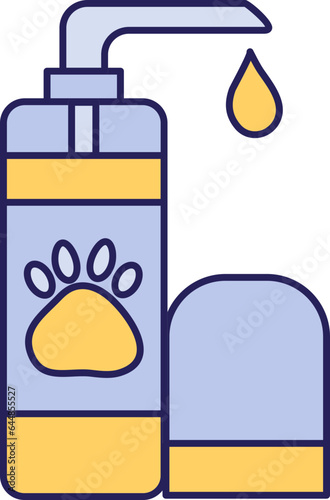 Paw Symbol Pump Bottle Yellow And Blue Icon.
