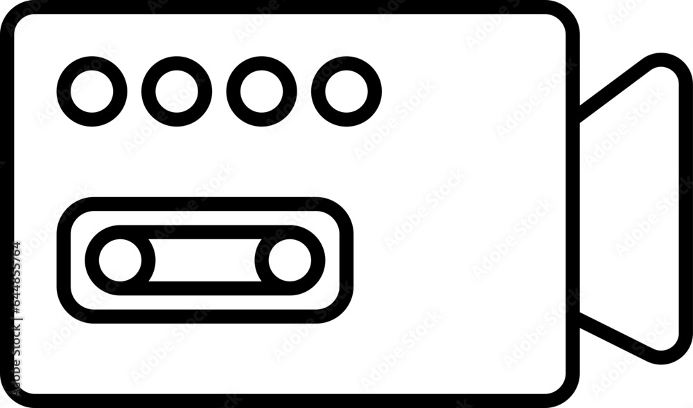 Isolated Video Camera Black Thin Line Art. Isolated Video Camera Black Thin Line Art.