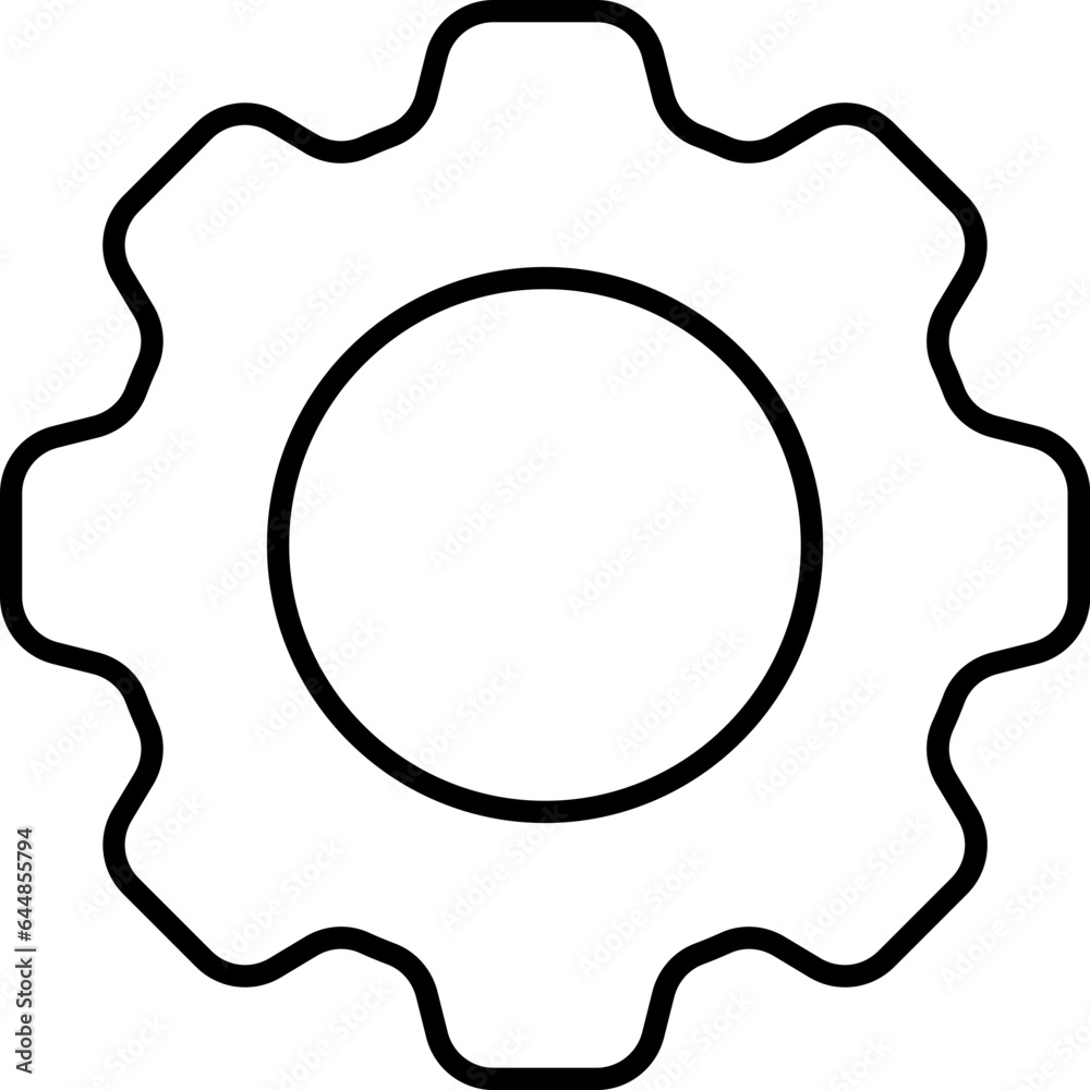 Black Stroke Illustration Of Setting Icon. Black Stroke Illustration Of Setting Icon.