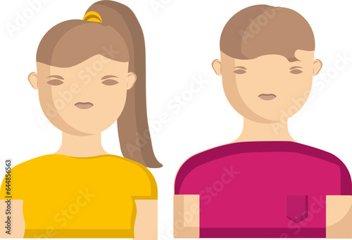 Smart Young Girl And Boy Cartoon Character Flat Vector.