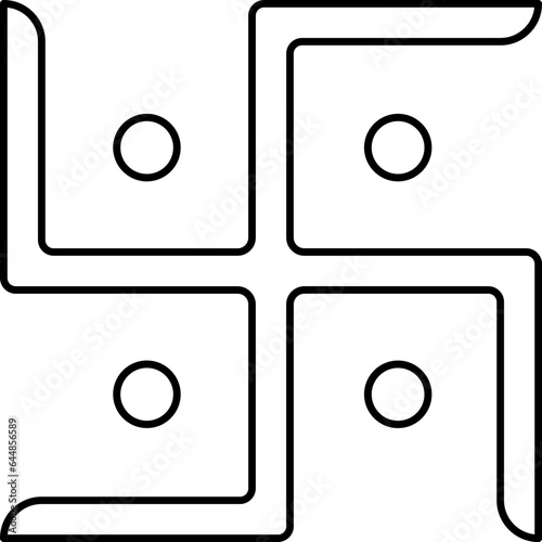 Black Linear Style Swastika Symbol Or Icon. photo