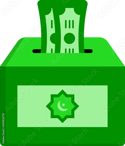 Money Donation Box For Allah Icon In Green Color.