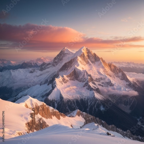 Alpenglow Sunrise: High Altitude Beauty, Generative AI