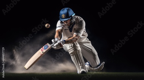 Cricket player hitting the ball, AI generated Image