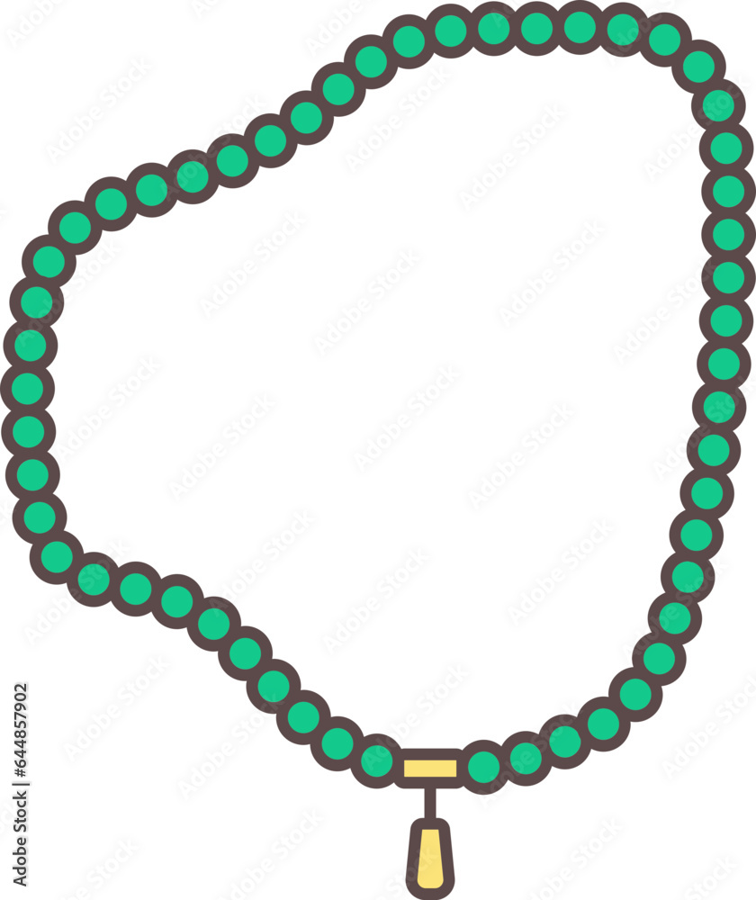 Obraz premium Green Tasbih Icon In Flat Style.