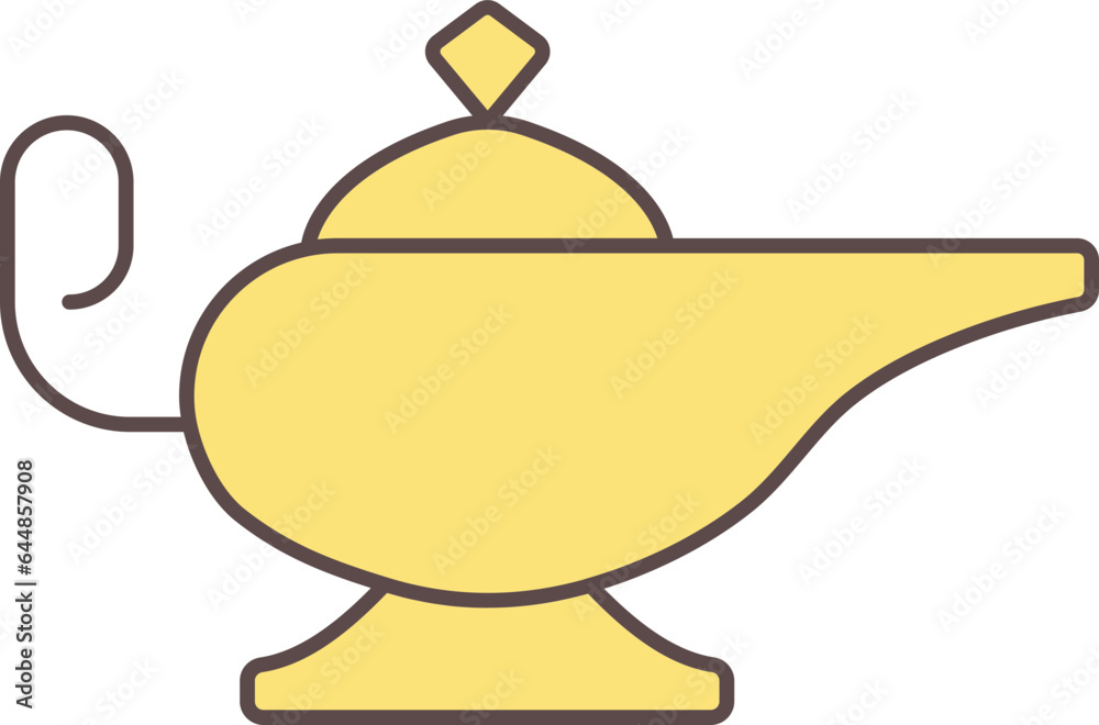 Retro Arabian Oil lamp Flat Icon In Yellow Color. Retro Arabian Oil lamp Flat Icon In Yellow Color.