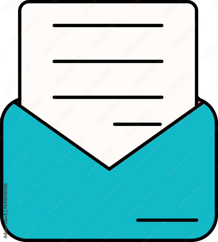 Illustration Of Letter Or Mail Icon In Turquoise Color. Illustration Of Letter Or Mail Icon In Turquoise Color.