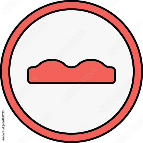 Red Speed Breaker Circle Icon In Flat Style.