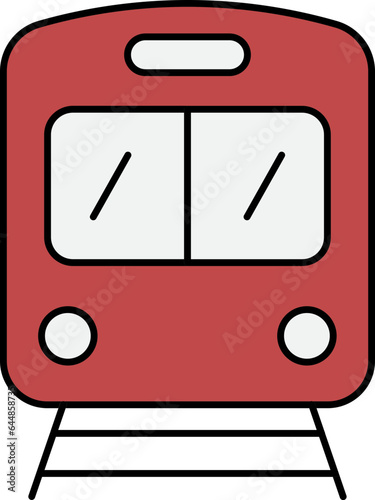 Flat Style Train Icon In Brown Color.