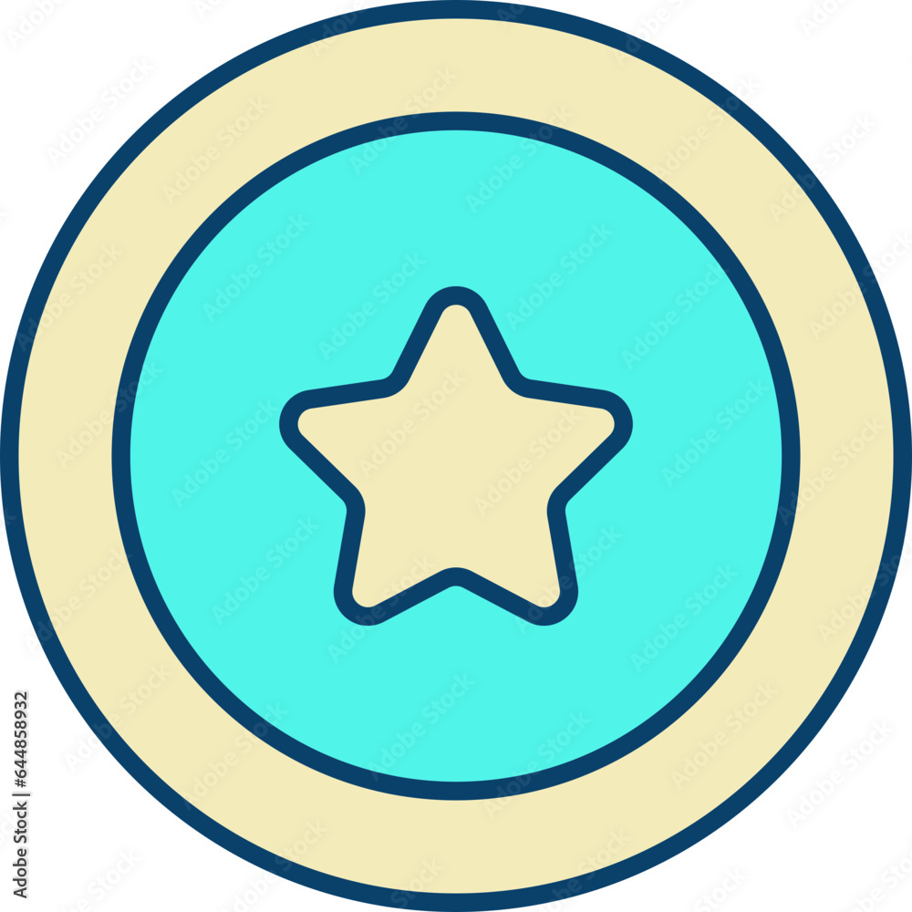 Isolated Star Symbol On Yellow And Turquoise Circle Background. Isolated Star Symbol On Yellow And Turquoise Circle Background.