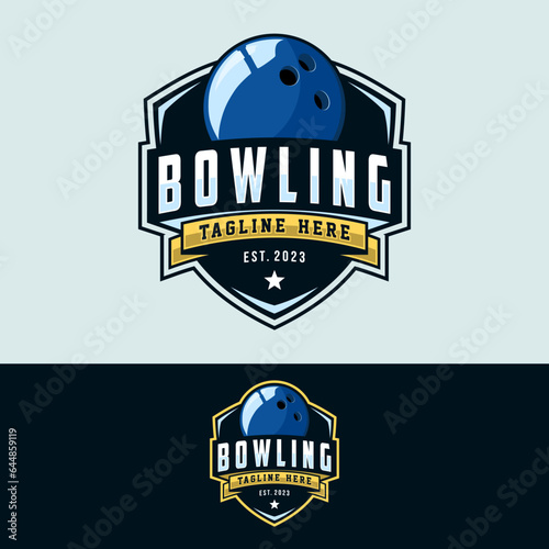 Bowling logo tournament badge logo design vector illustration
