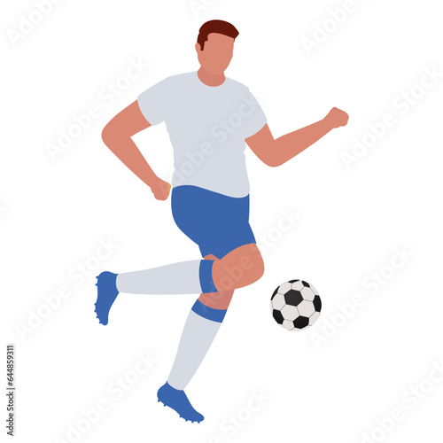 Fototapeta Naklejka Na Ścianę i Meble -  Faceless Footballer Man Kicking Soccer Ball In Flat Style.