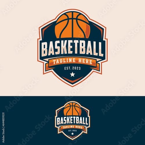 Basketball club logo, basketball club. Tournament basketball club emblem vector illustration