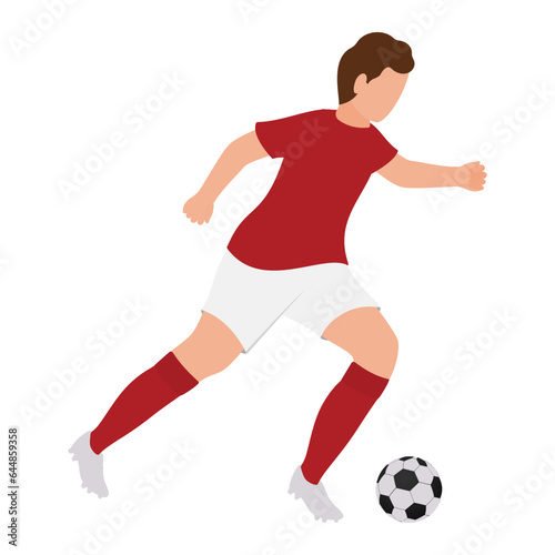 Flat Soccer Ball With Faceless Man In Kicking Pose.