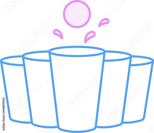 Blue And Pink Line Art Beer pong Icon Or Symbol.