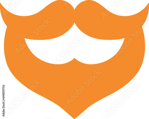 Beard With Mustache Icon In Flat Style.